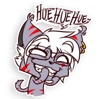😜 b64e1317 HUE HUE HUE~ 猫, 笑う, 漫画, ステッカー, ニヤニヤ, 動物, 擬人化 telegram sticker