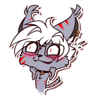 😌 c814f309 猫, 漫画, 擬人化, 可愛い, 照れ, 眼鏡 telegram sticker