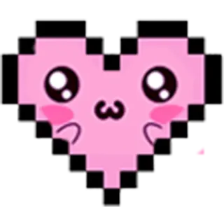 ❤️ 6ac60548 pixel art, heart, kawaii, cute, blush, pixelated telegram sticker