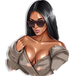 😎 90c14508 KATTY
ART phụ nữ, kính râm, chân dung, hình minh họa, thời trang, gợi cảm telegram sticker