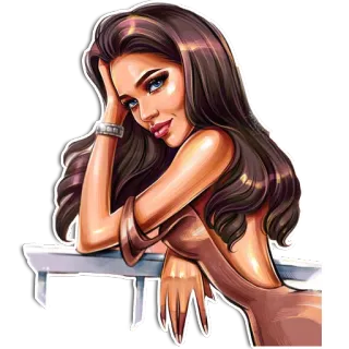 🙂 acf66ca0 phụ nữ, tóc nâu, vẻ đẹp, cô gái, nữ, chân dung, sự quyến rũ telegram sticker