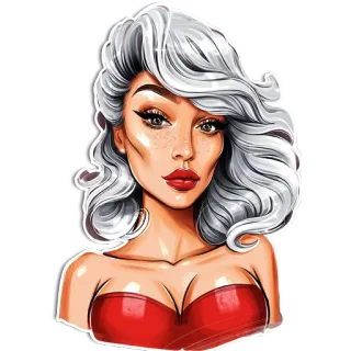 😏 aedcff1c phụ nữ, chân dung, hình minh họa, thời trang, làm đẹp, trang điểm, hoạt hình telegram sticker