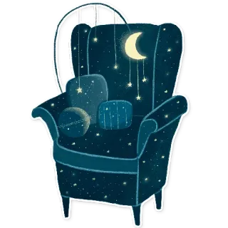 💺 8fcb95d9 furnitur, kursi, bulan, bintang, malam, melamun, mengantuk telegram sticker