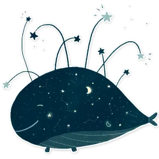 🐋 bfd8eade paus, bintang, langit, bulan, malam, lucu, binatang, makhluk laut telegram sticker