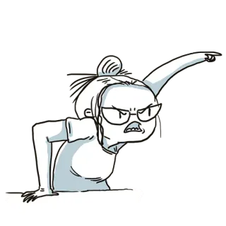 🤛 3f922808 cartoon, angry, woman, character, illustration, pointing, glasses whatsapp sticker