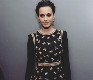 👁 b55e448b Katy Perry Katy Perry, femme, chanteuse, célébrité, robe, floral, portrait, robe noire whatsapp sticker