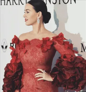 🌹 f57e7f23 Katy Perry Katy Perry, chanteuse, célébrité, robe rouge, portrait, femme whatsapp sticker