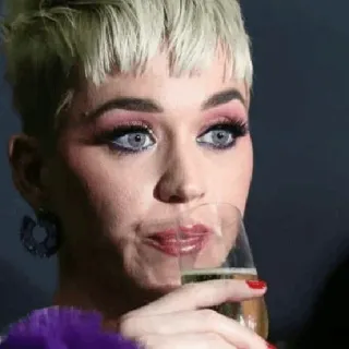 ✨ 73ff6d10 Katy Perry 케이티 페리, 가수, 유명인, 팝스타, 샴페인, 마시는 telegram sticker