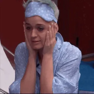 ✨ b8705e0f Katy Perry 케이티 페리, 팝스타, 유명인, 가수, 잠옷, 파란색, 졸린, 파자마, 수면 안대 telegram sticker