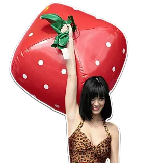 ✋️ 38f1b492 Katy Perry клубника, певец, знаменитость, поп-звезда, фрукт telegram sticker
