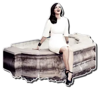 ⛲ 9791231b donna, vestito, seduta, fontana, persona, tacchi telegram sticker