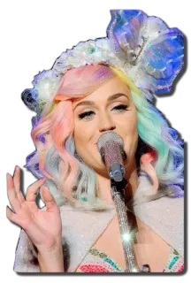 🙅 b804cae2 Katy Perry cantante, pop star, microfono, celebrità, musica, artista telegram sticker