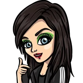 👍 44511ca6 kreskówka, kobieta, oczy, makijaż, portret, kciuk w górę telegram sticker