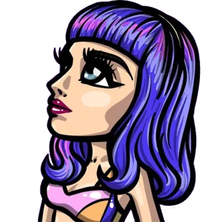 😠 eb086622 kobieta, dziewczyna, ilustracja, portret, kreskówka, fryzura, uroda telegram sticker