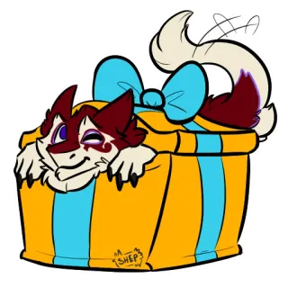 🎁 6571ddd4 SHEP Furry, Serigala, Hadiah, Hadiah, Binatang, Kartun, Kotak telegram sticker