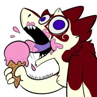 🍦 6ece57f0 STUPID SHEPHERD es krim, kartun, furry, makanan penutup, hewan telegram sticker