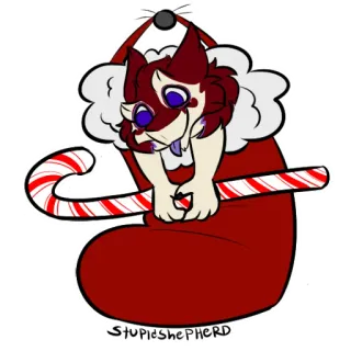 🎁 af7b6bf0 stupidshepherd natal, kaus kaki, permen tongkat, anjing, imut, meriah, hewan, musim dingin telegram sticker