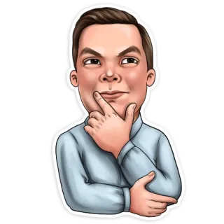 🤔 ede9a032 berpikir, pria, kartun, berpikir, pose, ilustrasi whatsapp sticker