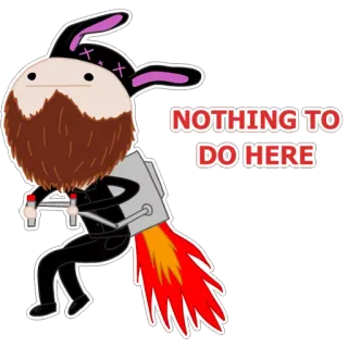 🏇 252bce81 NOTHING TO DO HERE lucu, jetpack, kelinci, aneh, surealis, kartun whatsapp sticker