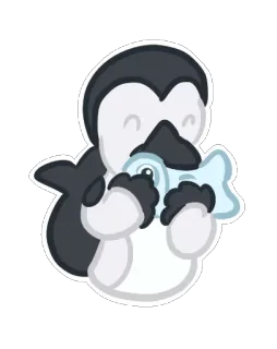 🐟 ab792f14 пингвин, рыба, животное, милый, мультфильм whatsapp sticker