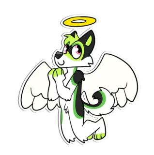 😇 877fa4ad Furry, Malaikat, Anjing, Sayap, Halo, Kartun telegram sticker
