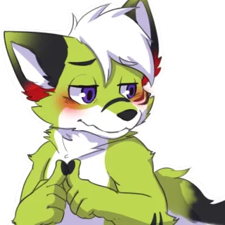 😳 1944d518 Фурри, Антропоморфный, Животное, Лиса, Милый, Мультяшный, Зеленый, Персонаж telegram sticker