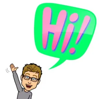 ❤️ 928797a6 Hi! cumprimento, desenho animado, olá, aceno, amigável whatsapp sticker