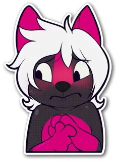 😳 a049cdf5 兽人, 粉色, 拟人, 卡通, 贴纸, 可爱, 担心, 动物 telegram sticker