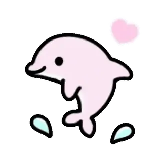 🤗 bc7ee4f3 dauphin, animal, mer, eau, rose, cœur, mignon whatsapp sticker