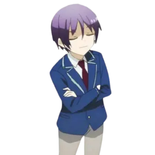 ☺️ 21771efc anime, school uniform, boy, purple hair, teen telegram sticker