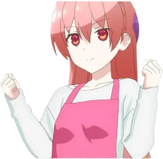 😇 7f7815d9 anime, girl, smile, pink hair, apron telegram sticker