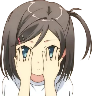 🙈 09d15da9 Anime, Dessin animé, Fille, Enfant, Cachette, Mignon whatsapp sticker