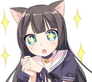 😍 1f14b9af Anime, Fille, Oreilles de chat, Paillettes, Mignon, Kawaii, Manga whatsapp sticker