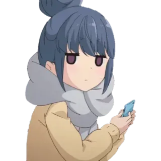😑 2e855f30 Rin Shima Laid-Back Camp Anime, Fille, Dessin animé, Rin Shima, Yuru Camp, Personnage, Sticker whatsapp sticker
