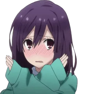 😳 65448c5c Anime, fille, cheveux violets, rougir, mignon whatsapp sticker
