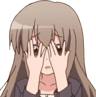 🙈 6f602c34 Anime, Fille, Mignon, Caché, Visage, Mains whatsapp sticker