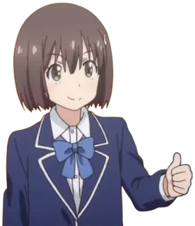 👍 8ff9f95b Anime, Fille, Uniforme scolaire, Pouce levé, Positif, Accord, Succès, Approbation whatsapp sticker