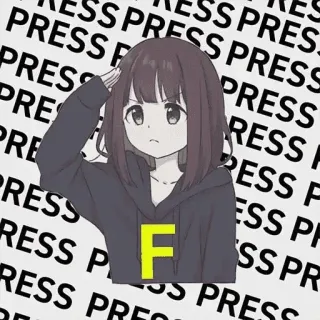 👍 b14cdebd PRESS F Anime, Manga, Fille, Dessin animé, Meme Internet, Appuyez sur F whatsapp sticker