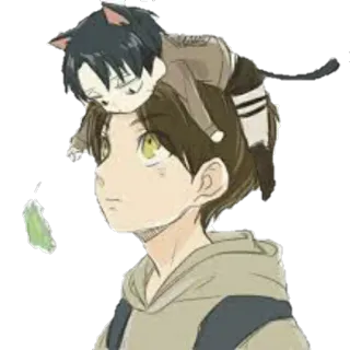 🙄 8d25cd22 Eren Yeager Attack on Titan Anime, Personnage, L'Attaque des Titans, Eren Jaeger, Chat, Dessin animé telegram sticker