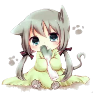 😋 fc23799a fille chat, animé, chibi, mignon, dessin animé, kawaii telegram sticker
