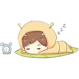 😴 24eebdee ZZZ сон, мультфильм, милый, спящий, будильник, червяк telegram sticker