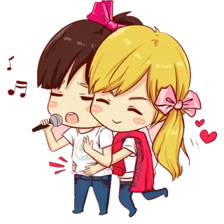 😍 86f248a9 мультфильм, пара, объятие, любовь, чиби, милый telegram sticker