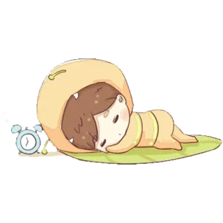 😴 e49c22ac сонный, милый, мультик, персонаж, спящий, лист telegram sticker