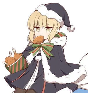 🍗 a1944efe 动漫, 圣诞节, 可爱, 卡通, 女孩, 食物, 节日, 假日 telegram sticker