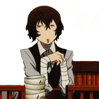 ✨ 357e7559 Dazai Osamu Bungou Stray Dogs Anime, Kartun, Dazai Osamu, Bungou Stray Dogs, Perban telegram sticker