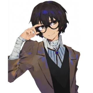 ✨ 551c9081 Osamu Dazai Bungou Stray Dogs Anime, Dazai, Bungou Stray Dogs, Kacamata, Karakter telegram sticker