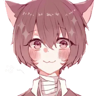 ✨ e2e9a4cb <3 Anime, Telinga kucing, Imut, Kawaii, Hati telegram sticker