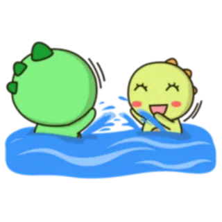 💦 2ebf6c62 ไดโนเสาร์, การ์ตูน, น้ำ, น่ารัก, ว่ายน้ำ, เพื่อน telegram sticker