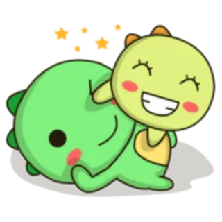 😬 336f90ff น่ารัก, คาวาอิ, ไดโนเสาร์, สีเขียว, ดาว, การ์ตูน telegram sticker
