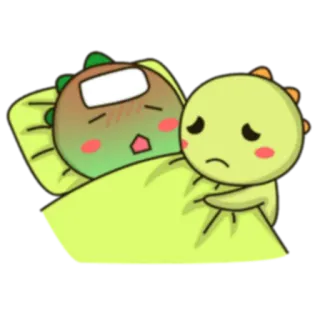 😷 f1484beb การ์ตูน, ป่วย, ความเจ็บป่วย, ไดโนเสาร์, น่ารัก, ห่วงใย, ปลอบโยน telegram sticker